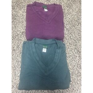 Clubfellow V-Neck Sweater Lot of 2 - Green Purple - Men's Large -‎ Pullover